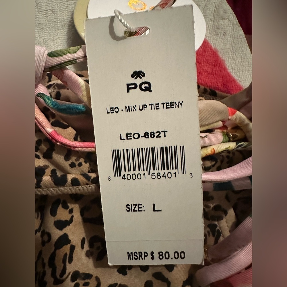 NWT  Pilyq PQ Leopard Eden Mix Up Tie Side Teeny Bikini Bottom - Picture 8 of 10
